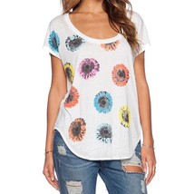 Chaser Revolve white multicolor pop daisy print slouchy fit tee small MS... - $14.99