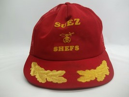 Suez Shefs Shriners Hat Vintage Beat Up Red Snapback Trucker Cap Made USA - $19.99