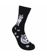 Siberian Husky Gray White Novelty Black Crew Socks Funatic - $18.99 CAD