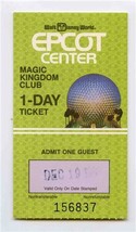 Epcot Center Magic Kingdom Club One Day Ticket Walt Disney World 1980&#39;s - £17.12 GBP