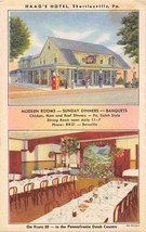 Haag Hotel Restaurant Gas Pump Shartlesville Pennsylvania 1940s linen postcard - £5.06 GBP