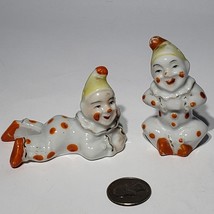 VTG Ceramic White with Orange Polka Dots Clown Salt and Pepper Shakers Set Japan - £7.95 GBP