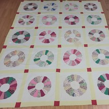 Spring Floral Quilt Patchwork Hand Stitched Cotton Dresden Plate Handmade  - £155.51 GBP