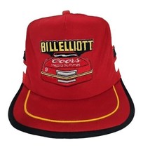 Bill Elliott Three Stripe Hat Snapback Trucker Cap Coors USA Made Vtg - £38.88 GBP