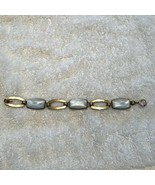 Vintage 6.5 inch white glass stone brass silver? bracelet metal not marked - £39.04 GBP