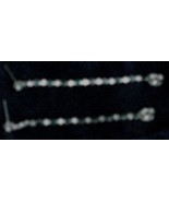 Nice Silver Tone Pierced Hoop Earrings, Green and Clear Glass Stones, VG... - $150.58 MXN