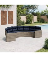Patio Sofa with Cushions Half-Round Gray Poly Rattan - $10,662.43 MXN