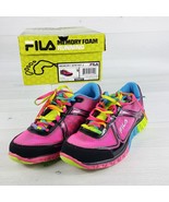 Fila Women Sz 9 Memory Sprynt 2 Running Shoes Neon Pink Green Blue Black... - $48.49