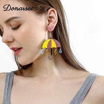 Donarsei Sweet Shiny Colorful Umbrella Acrylic Earrings For Women Cute Raindrop  - £8.18 GBP