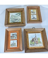 MCM Clyde Gray Framed Porcelain Tile Paintings Woodville Texas Artist - $72.17