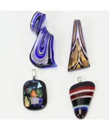 Necklace Pendant Glass Hand Blown Lot of 4 Style Art - €16,93 EUR