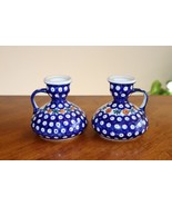 Pair of Vintage Boleslawiec Polish Pottery Taper Candle Holder Candlesti... - $50.00