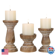 Candle Holder for Pillar Candle Set of 3, Farmhouse Wood Candle Holder, ... - $68.77