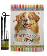 Yellow Australian Shepherd Happiness Garden Flag Set Dog 13 X18.5 Double... - £22.35 GBP