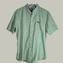 Chaps Mens Button Down Shirt Large Short Sleeve Green Pattern  - $11.95