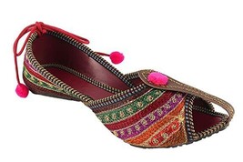 Women&#39;s bellies Jutti Indian bridal ethnic Mojari flat US Size 6-11 MSD - £18.07 GBP