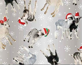 1 Roll Christmas Farm Wishes and Goat Kisses Silver Gift Wrapping Paper 75 sq ft - £3.41 GBP
