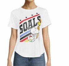 Peanuts Snoopy Goals Juniors Short Sleeve T-Shirt White Size S 3-5 - £19.65 GBP