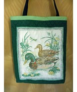 Hand Made Statement Green Quilted Tote with Mallard Duck Scene - $20.00