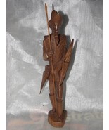 Spanish Carved Wood Don Quixote Sculpture 12&quot; w Spear Moving Shields. - $108.90