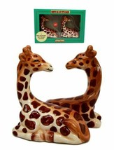 Zoo Safari Giraffe Lovers Ceramic Magnetic Salt Pepper Shakers Set Figurines - £13.57 GBP