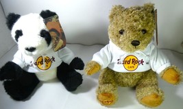 Hard Rock Cafe 1 Bear  Classic Hoodie Plush &amp; 1 Panda Plush Collectible New - £204.45 GBP