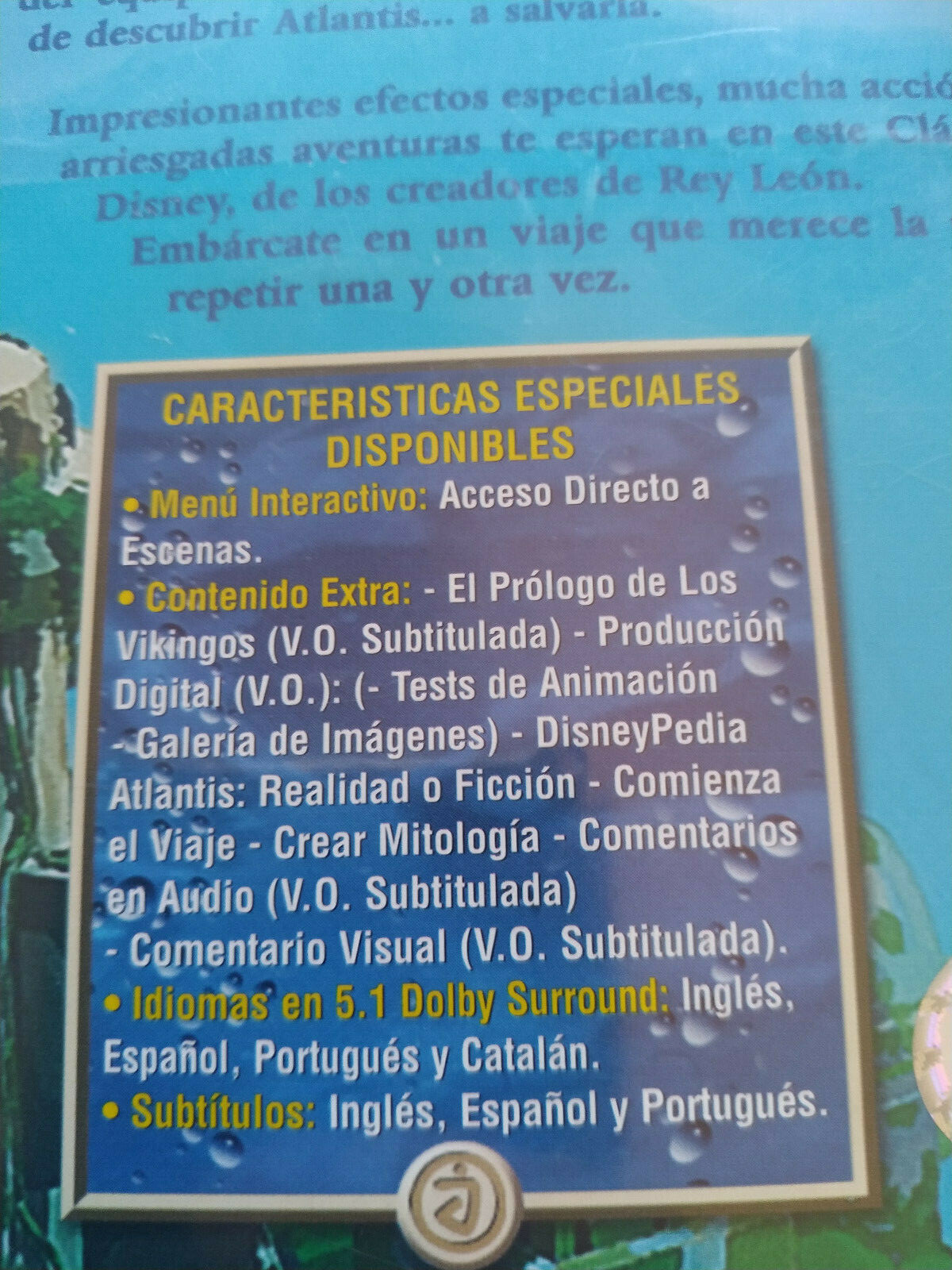 Atlantis El Imperio Perdido WALT DISNEY 2001 - DVD Region 2 Español Ingles - Am Item image 3