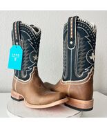 Lane Rodeo Houston Mens Cowboy Boots Brown Navy  Square Toe 12.5" Size 10.5 - $292.05