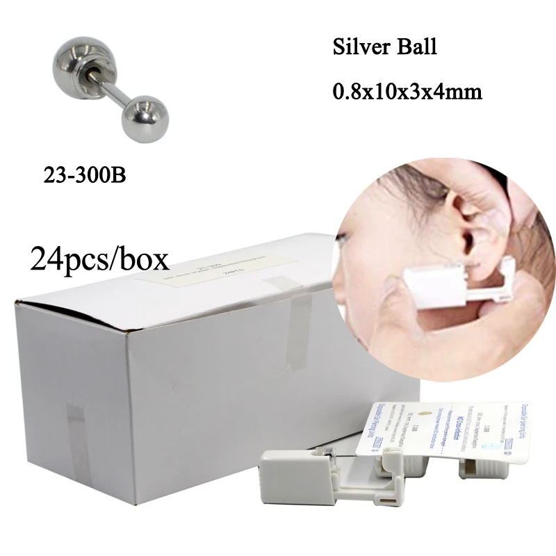 24pcs/Box  Disposable Safety Ear Piercing Device+Sterile Bezel Crystal Stud No S - £72.25 GBP