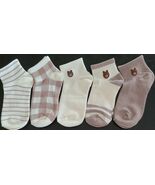 Five (5) Pair ~ Embroidered Bear ~ Plaid ~ Solid &amp; Striped ~ Knit Ankle ... - $20.00