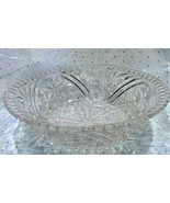 Vintage EAPG &#39;Stars &amp; Bars&#39; Clear Pressed Glass Serving Bowl w/ Scallope... - £13.32 GBP