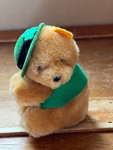 Vintage Dakin Small Brown Plush Teddy Bear w St. Patrick’s Day Green Hat &amp; Vest - £7.58 GBP