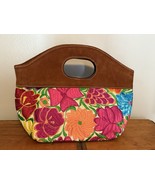 Embroidered Colorful Pink Multicolor Floral Flowers Purse Bag Suede Tape... - $512.39 MXN
