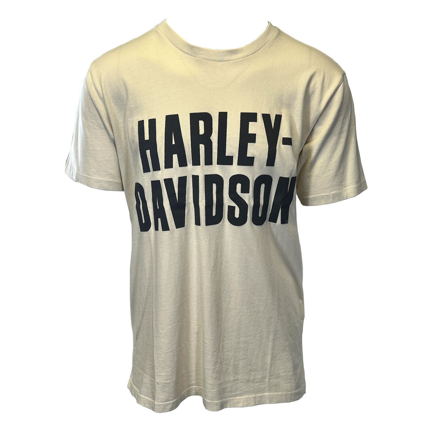 Harley-Davidson Men's Bone White T-Shirt Letter Jersey Appliqué S/S Tee (S97)