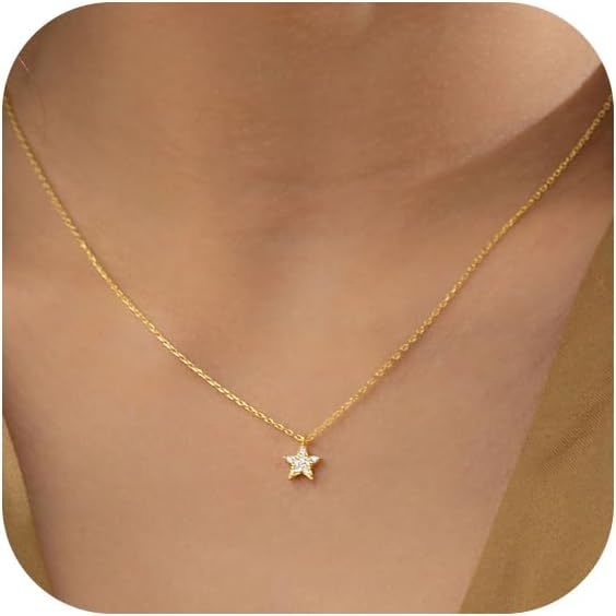 Primary image for Gold Necklace for Women 14K Gold Plated Dainty Star of David Necklace Simple Moo