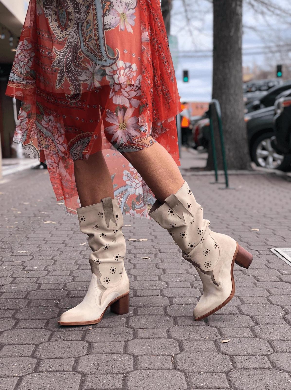 Casta tulip slouchy-western boot in ARENA
