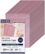 SANZIX 25 Sheets Pink Glitter Cardstock Paper- 8.2&quot;x11.7&quot;, 110lb 300 GSM,  - £17.90 GBP