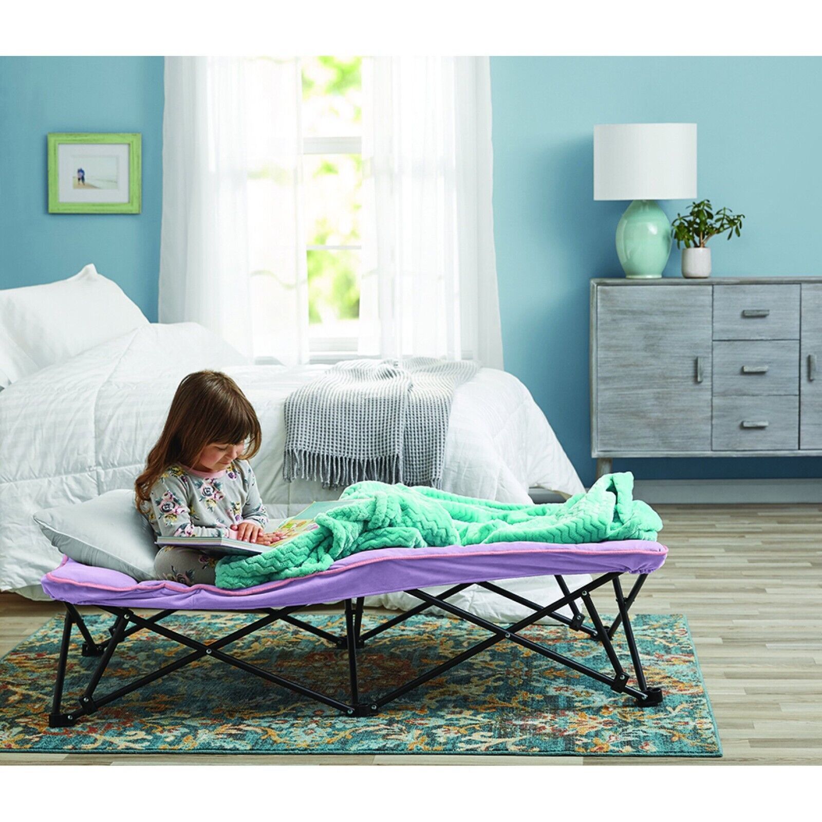 Your Zone Kids Folding Cot with Cover, Lilac Bud, 52&quot; - $89.09