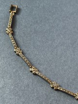 Thin 925 LGP Signed Silver Marcasite Alternating Thin Bar &amp; X’s Bracelet – 7.5 i - £17.57 GBP