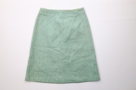 Vintage 60s 70s Streetwear Womens 26 Wool Tweed Pencil Skirt Teal Green USA - $39.55