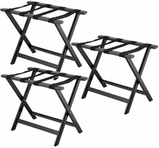 3 PACK Luggage Suitcase Rack Wood Folding Hotel Shelf Stand Tray Cart Black - $219.99