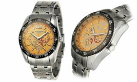 NEW Deporte 9316 Men&#39;s PESCARA Day &amp; Date Yellow Dial Steel Bracelet Metal Watch - £44.32 GBP