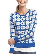 CAbi Frame Cardigan Style #695 Sweater Blue White Windowpane Frame Women... - £11.61 GBP