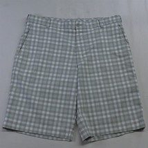 Nike 34 x 11&quot; 452712 Core White Gray Plaid Flat Front Golf Shorts - £22.37 GBP