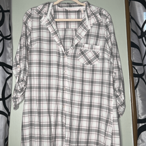 Victoria’s Secret size large button down plaid bed shirt roll tab sleeves - £15.66 GBP