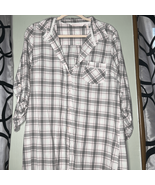 Victoria’s Secret size large button down plaid bed shirt roll tab sleeves - $19.60