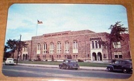 Junior High School Escanaba,Michigan Vintage Cars 40&#39;s Chrome Postcard - $8.45