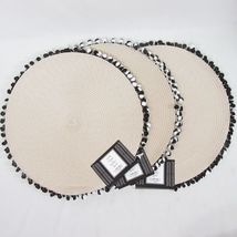 Kemp &amp; Beatley Pom-Pom Black White 6-PC Round Placemat Set - $50.00