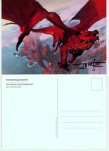 Tyler Jacobson SIGNED RPG TSR AD&amp;D D&amp;D Art Post Card Red Dragon Over Nev... - $19.79