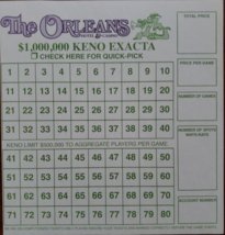 6 Sheets The ORLEANS Hotel Casino Original Keno Playing Game Sheet Las V... - $5.95